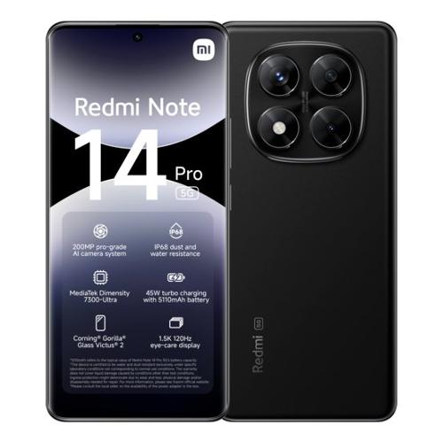 Smartphone 6,67" REDMI NOTE 14 PRO 5G Midnight black 256GB MZB0I8BEU Ram 8GB