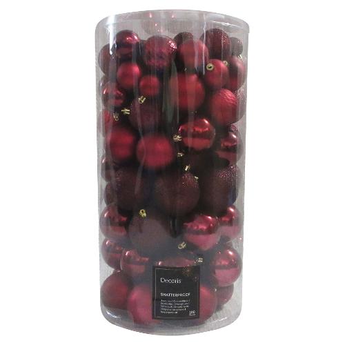 Set palline albero Natale (100pz) Plastica Oxblood 9920538
