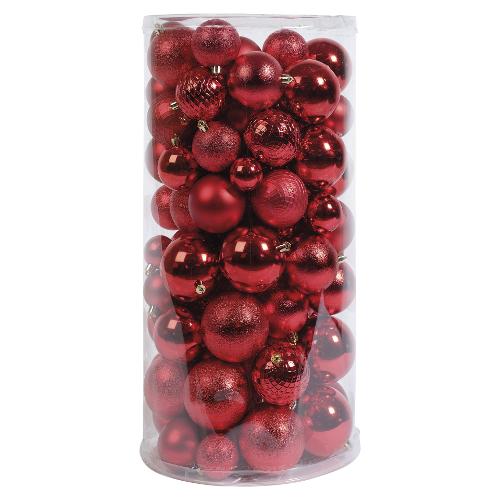 Set palline albero Natale (100pz) Plastica Red 9948819
