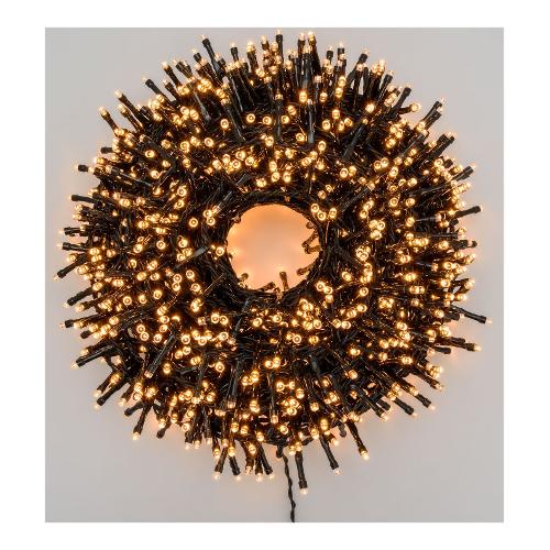 Filo Verde 2000 luci - MINILED Bianco caldo (40,5 + 4 mt) 8 Giochi di luce XMAS KING 49116