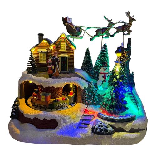 Paesaggio con movimento, luci e musica (23,5x16x20cm) XMAS KING 79045