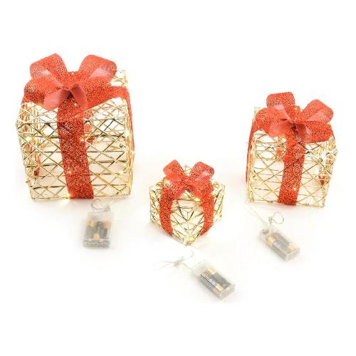 Pacchi regalo (3 pz) 120 luci - LED Oro 58300