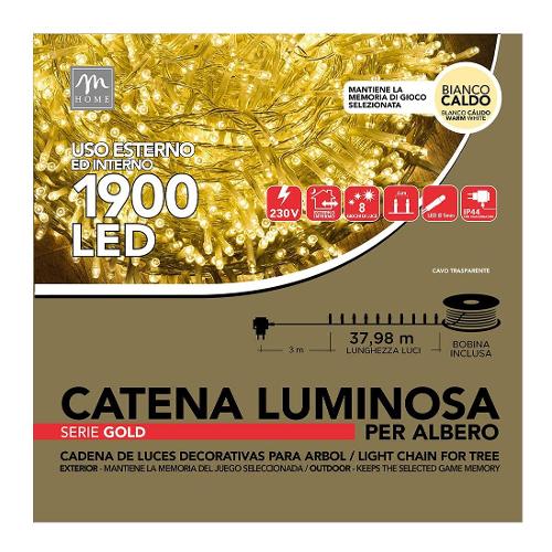 Filo luci Natale 8 Giochi di luce (4500cm) CHRISTMAS 1900 luci - LED IP44 Trasparente 06172