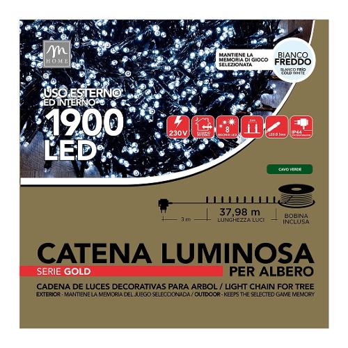 Filo luci Natale 8 Giochi di luce (4500cm) CHRISTMAS 1900 luci - MINILED IP44 Verde 87716