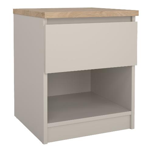 NAIA Comodino 1 Cassetto, 1 Vano a giorno Cashmere e Jackson hickory Mobile KIT (40,4x40x49,5cm)