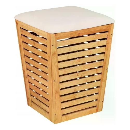 Porta biancheria Bamboo (55Lt) con seduta cotone imbottito BAMBUSA Naturale 25143100