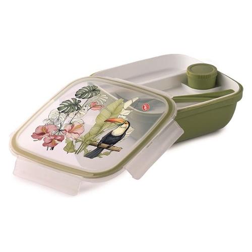 Porta pasto (21x21x8cm) 2V Tucano con posate LUNCH BOX Verde 000378