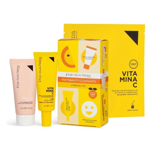 Cofanetto Kit vitamina c: crema detergente, maschera illuminante, crema uniformante spf50