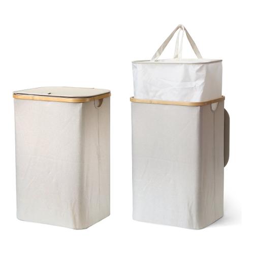 Porta biancheria Tessuto con struttura legno (40x33x60cm) Cream Art.13