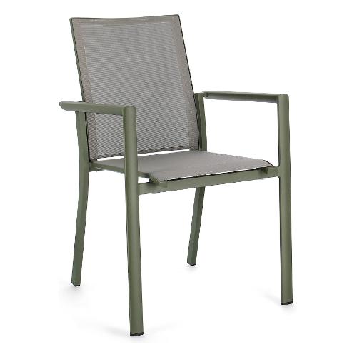Sedia con braccioli alluminio, textilene KONNOR Verde 0663305