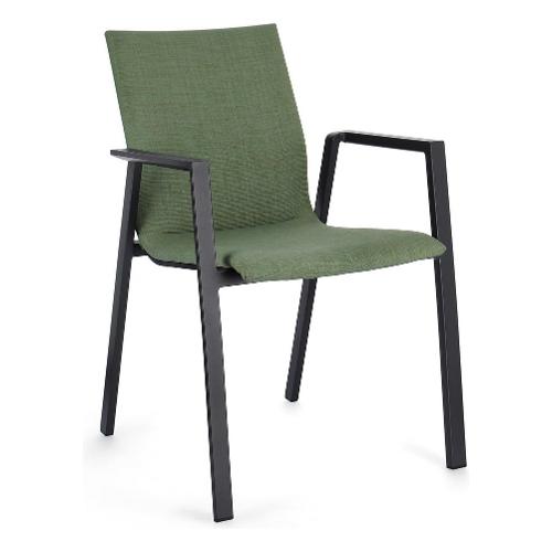 Sedia con braccioli alluminio, textilene ODEON Antracite e Olive 0663332