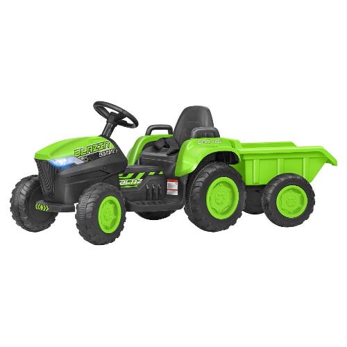 Trattore elettrico 12V R/C con rimorchio (125x39cm) ESPIDKO Verde e Nero 42752
