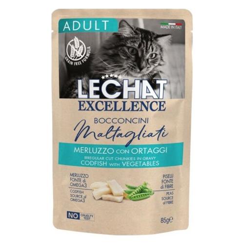 Alimento bocconcini gatti adulti Maltagliati (85gr) gusto merluzzo, ortaggi LECHAT EXCELLENCE 6193