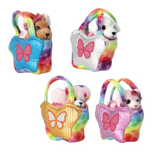 Peluche Cane o Gatto in borsetta (9cm) PELUX Assortito 83423
