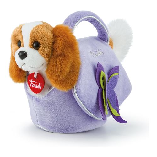 Peluche Cagnolino in borsetta (11x26x18cm) PETS Marrone e Viola 29717