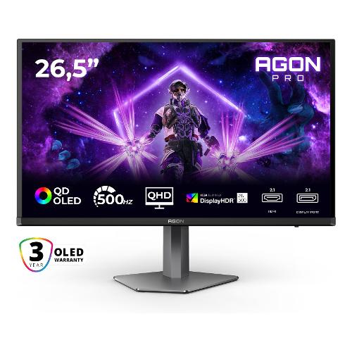Monitor 26,5" ( OLED 2560x1440 QHD 2K 500Hz ) AGON PRO Black e Gray AG276QKD2
