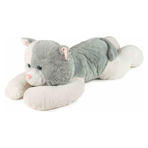Peluche Gatto disteso (100cm) Grigio e Bianco 28037