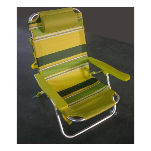 Spiaggina alluminio con cuscinetto e rivestimento tessuto poliestere RIGATO Verde e Giallo SH183