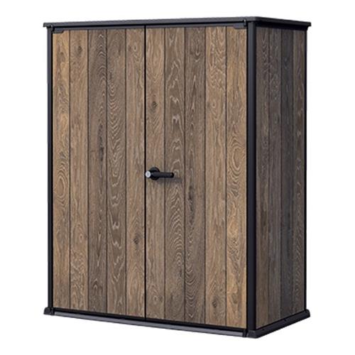 Box porta attrezzi termoplastica Vertical Shed (140x73,6x170cm) STORE Walnut e Black K259072