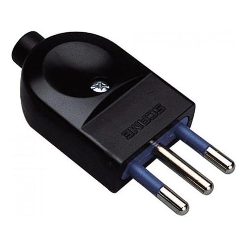 Spina elettrica 2P+T 10A (std italiano) per cavo assiale Nero PP0457 1R