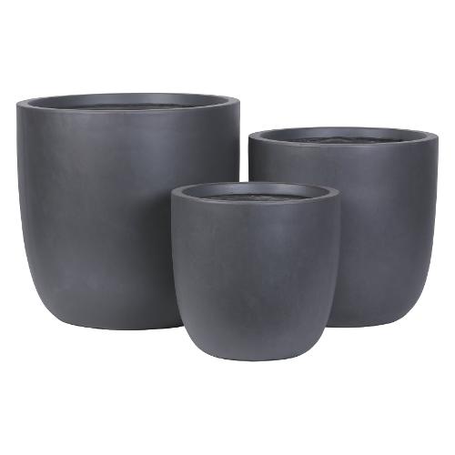 Set vasi tondi per piante 3 pz (35, 43, 51 cm) terracotta Antracite GAP10124