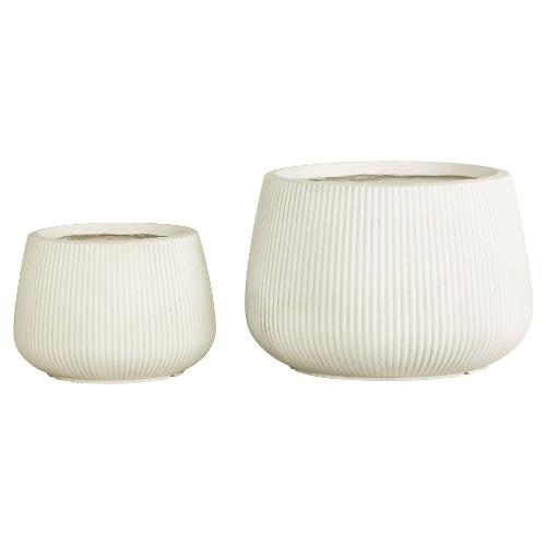 Set vasi tondi per piante 2 pz (22, 46 cm) terracotta Bianco crema GA303126