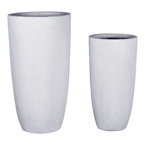 Set vasi alti per piante 2 pz (32, 41 cm) terracotta Bianco crema 3016112