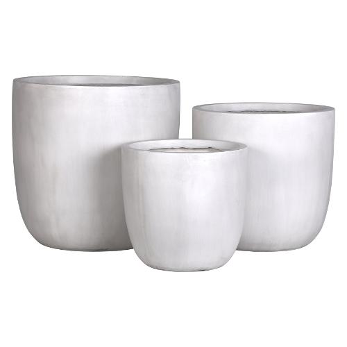 Set vasi tondi per piante 3 pz (35, 43, 51 cm) terracotta Bianco crema GAP10124