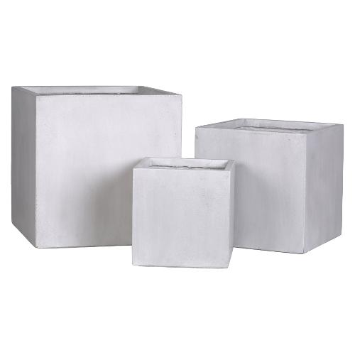 Set vasi quadri per piante 3 pz (30, 40, 50 cm) terracotta Bianco crema AP11524