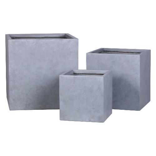 Set vasi quadri per piante 3 pz (30, 40, 50 cm) terracotta Grigio AP11524