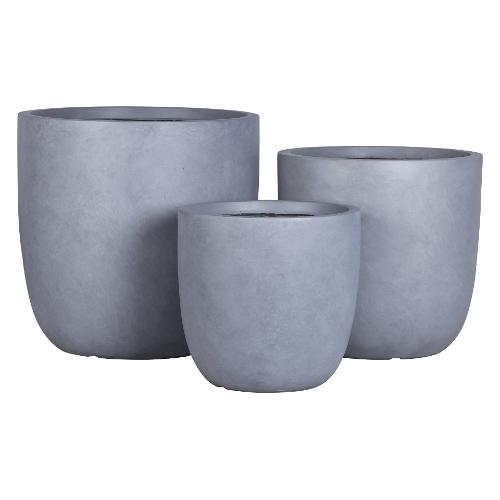 Set vasi tondi per piante 3 pz (35, 43, 51 cm) terracotta Grigio AP10124