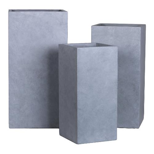 Set vasi alti per piante 3 pz quadri (28, 34, 40 cm) terracotta Grigio AP01624