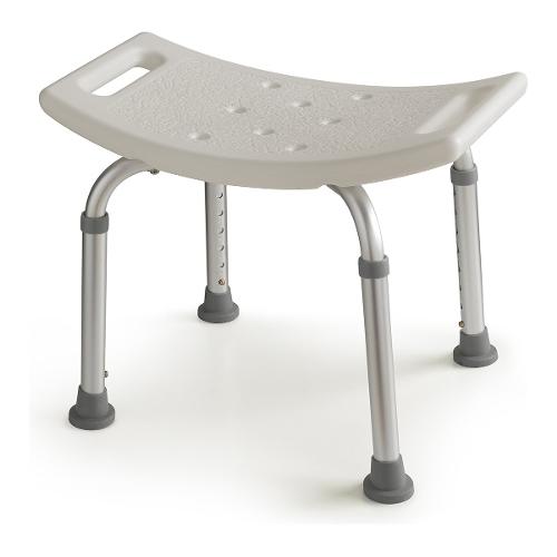 Sgabello bagno regolabile h.40-58 cm (49,5x39cm) portata max 100 kg FRIEND Bianco e Silver 107202