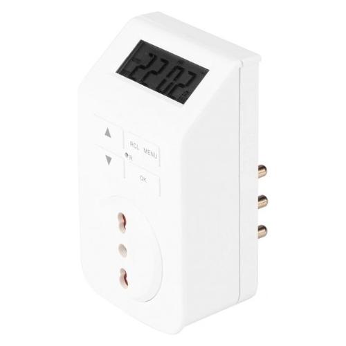 Presa programmabile settimanale digitale ( 2P+T 10/16A (bipasso std italiano) ) Bianco PP1419