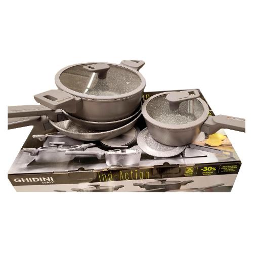 Batteria pentole Alluminio antiaderente 8 pz ACTION Full induction Tortora 321712010X