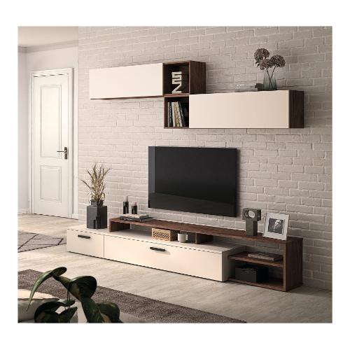 VITTORIA Parete soggiorno Noce brera Gr Cashmere (270cm)