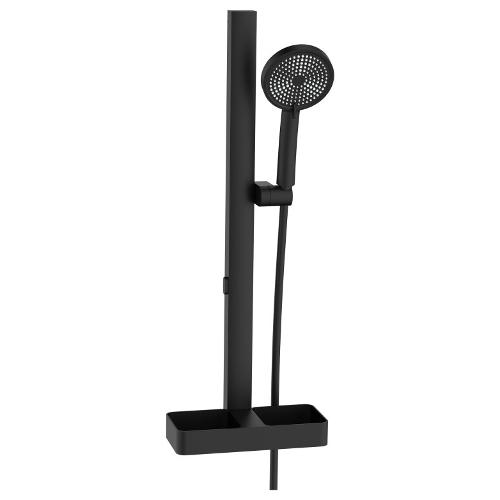 Set saliscendi con doccia monogetto con portasapone (70,5cm) ZENO Nero opaco SAPSAL0183NE