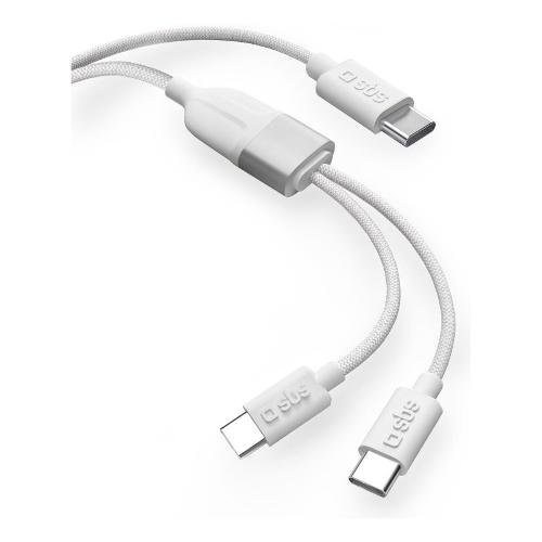 Cavo USB C SPLITTER Y 60W White 1,5m TECABLETCC2IN1