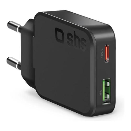 Caricabatterie USB Type-A, USB Type-C WALL CHARGER Slim 45W GaN Black TETRGANUSBTC45SLIM