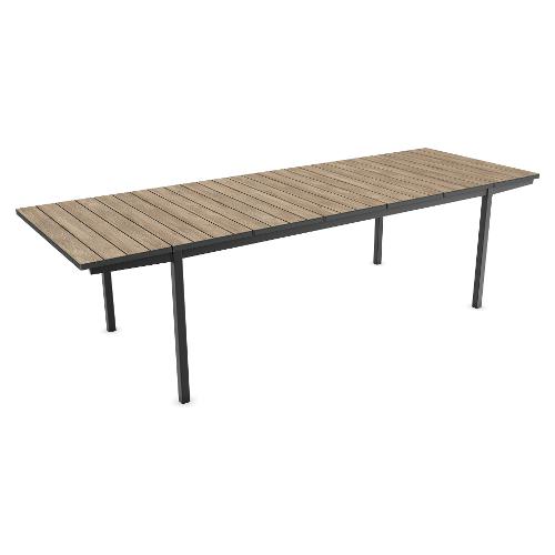 Tavolo da esterno metallo PORTO Allungabile Black e Ashwood (191-267x90x75,4cm) 270948