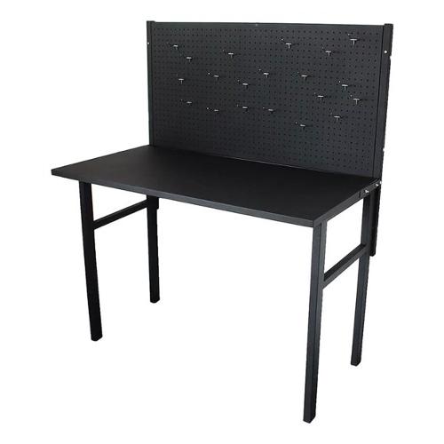 Banco lavoro pieghevole con pannello preforato e 20 ganci inclusi (120x66,5x144cm) Nero 542702