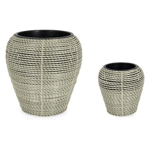 Set porta vasi piante 2 pz bombati estraibili plastica THANH Verde 0790847