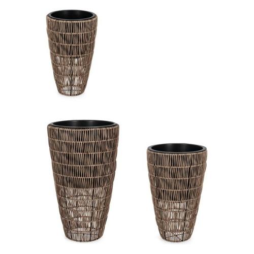 Set porta vasi piante 3 pz svasati estraibili plastica AYUN Marrone 0790859