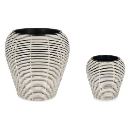 Set porta vasi piante 2 pz bombati estraibili plastica XIAN Grigio 0790867