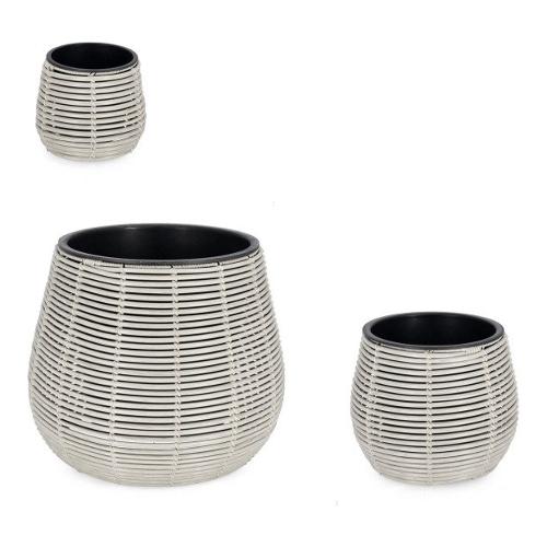 Set porta vasi piante 3 pz estraibili plastica XIAN Grigio 0790865