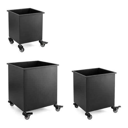 Set porta vasi piante 3 pz quadri con ruote acciaio HAIK Nero 0723977