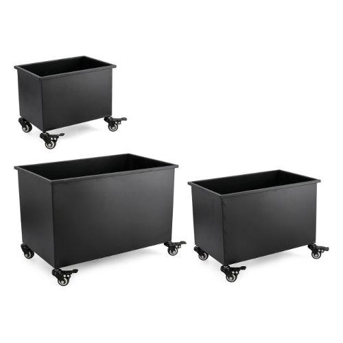 Set porta vasi piante 3 pz rettangolari con ruote acciaio HAIK Nero 0723973