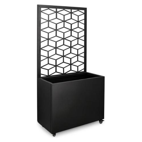 Fioriera con grigliato acciaio (76x41x152cm) Geometric con ruote SILVY Nero 0723980