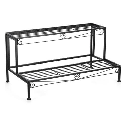 Porta piante acciaio scaletta 2P (75x41x36,5cm) ALISHA Nero 0723895