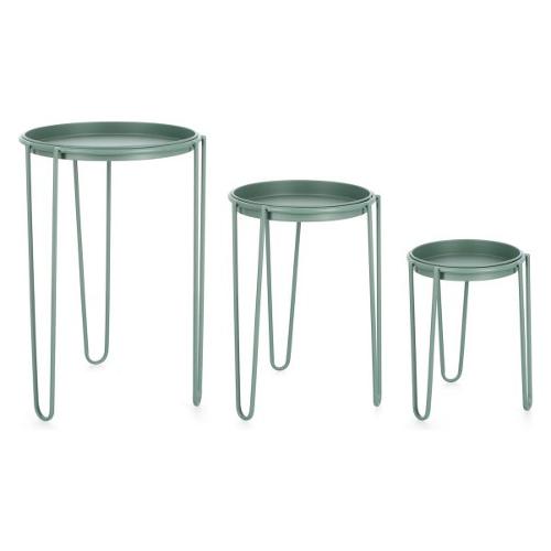 Set porta vasi piante 3 pz rialzati con vassoi removibili acciaio MADELYN Salvia 0723939